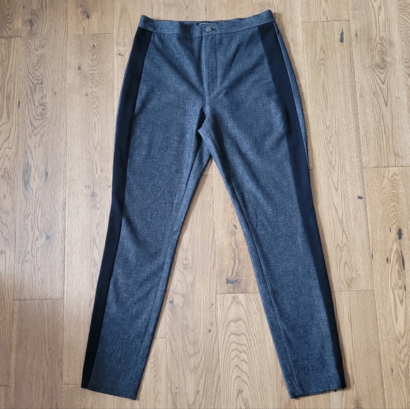 Sz6 BANANA REPUBLIC Sloan Charcoal Woven Material Tuxedo Pants with Blac… - Picture 2 of 6